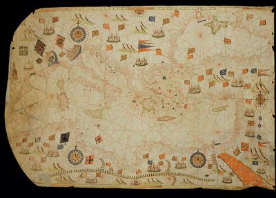 The entire Mediterranean Basin, from a nautical chart by Calopodio da Candia